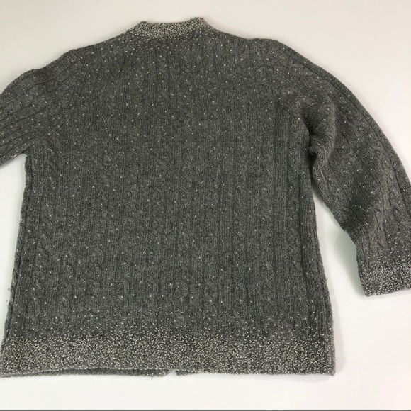 J. Crew Gray Cashmere Blend Beaded Cardigan M - Picture 2 of 6